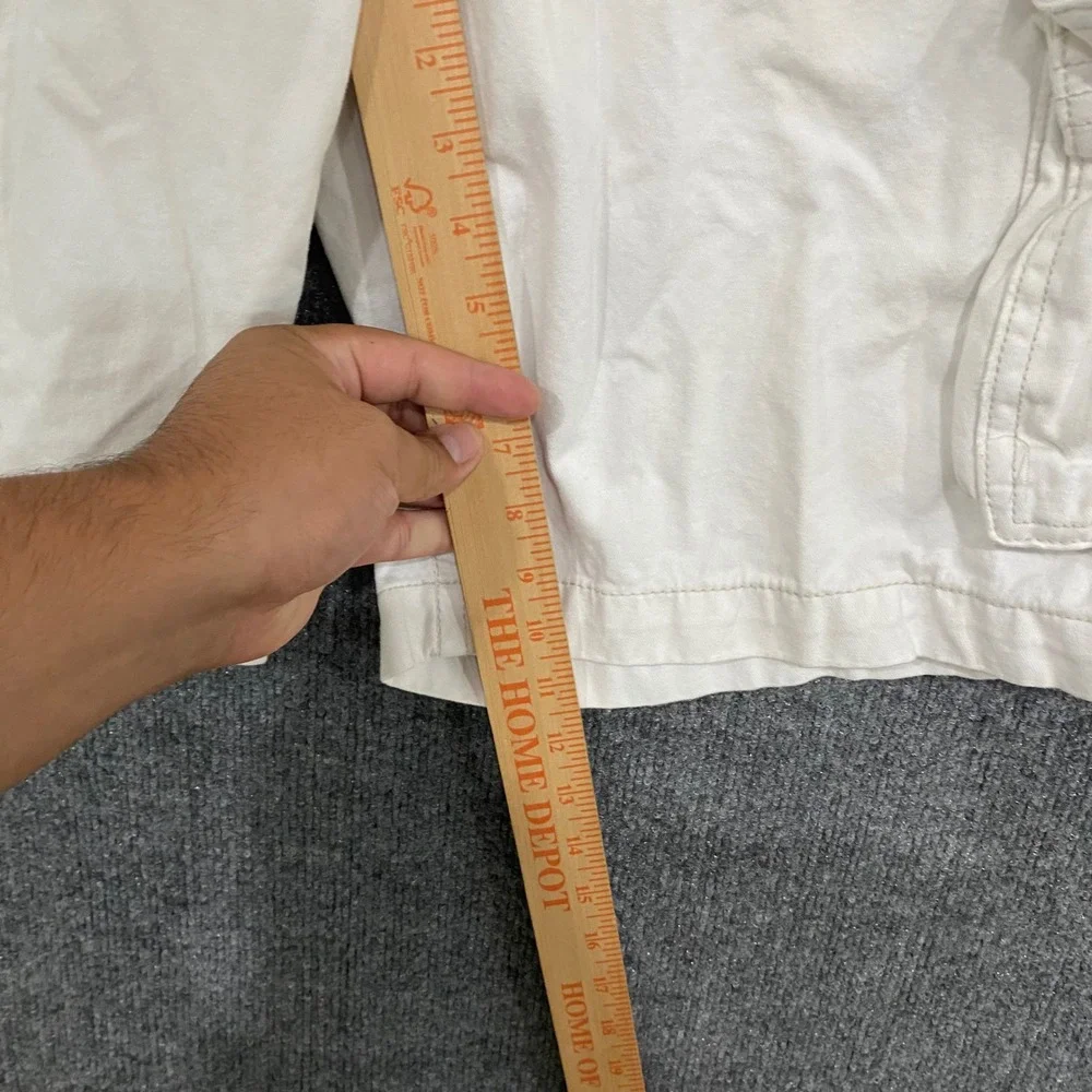 Aeropostale Mens Authentic Cargo Shorts Off White Cream Cotton Twill Size 38